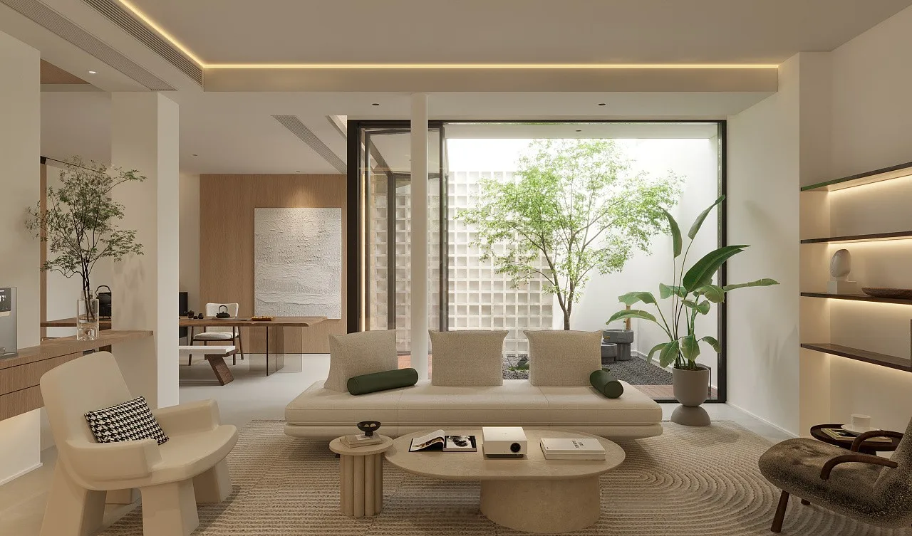 Home workspace with modern furniture