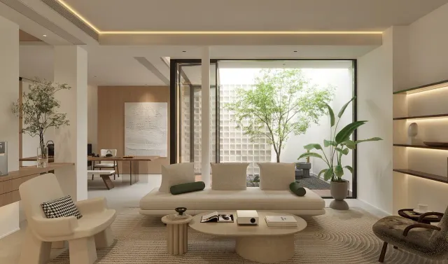 Contemporary interior with naturally toned materials