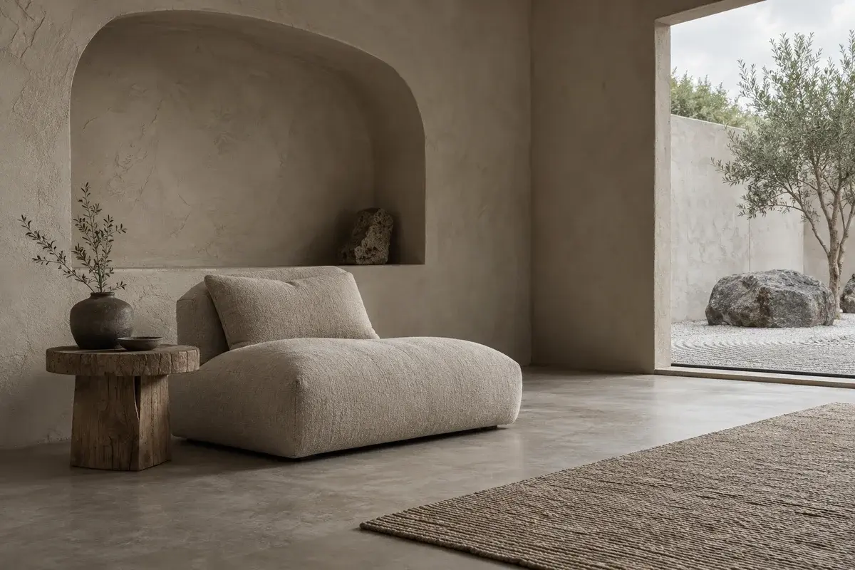 Minimal seating area with natural lighting
